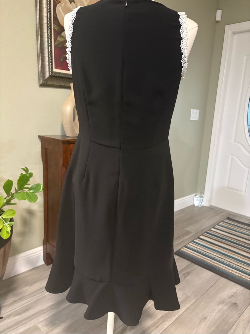 Nanette Lepore Black Sleeveless Ruffle Dress with Lace Trim - Picture 3 of 7